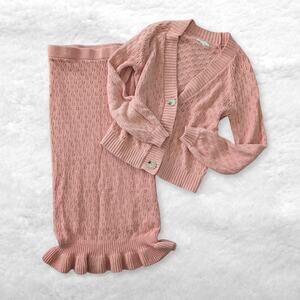 lc lauren conrad pink pointelle knit set